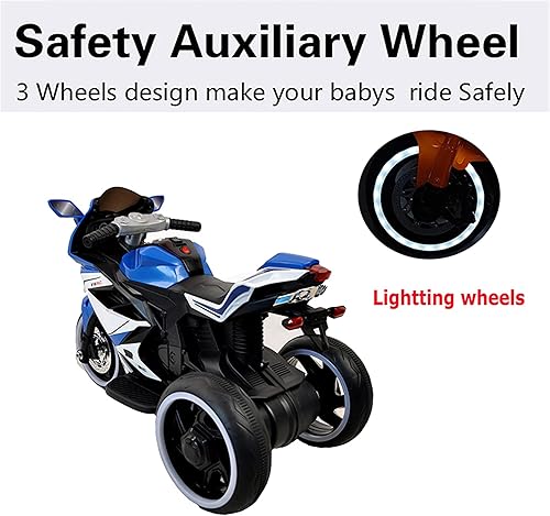 Miniatura 3 de Tamco - Motocicleta recargable, para niños de 3 a 4 años con pedal de arranque, música, luces, ruedas de iluminación (azul)