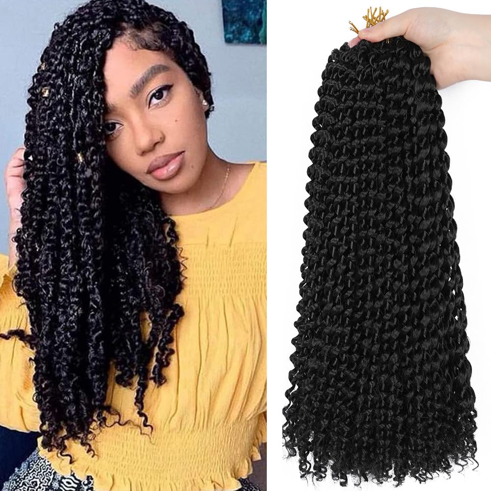 Passion Twist hair 14 Inch 8 Packs Curly Passion Twist Crochet Hair For Women Water Wave Crochet Hair Extensions Short Spring Twists Hair Bohemian