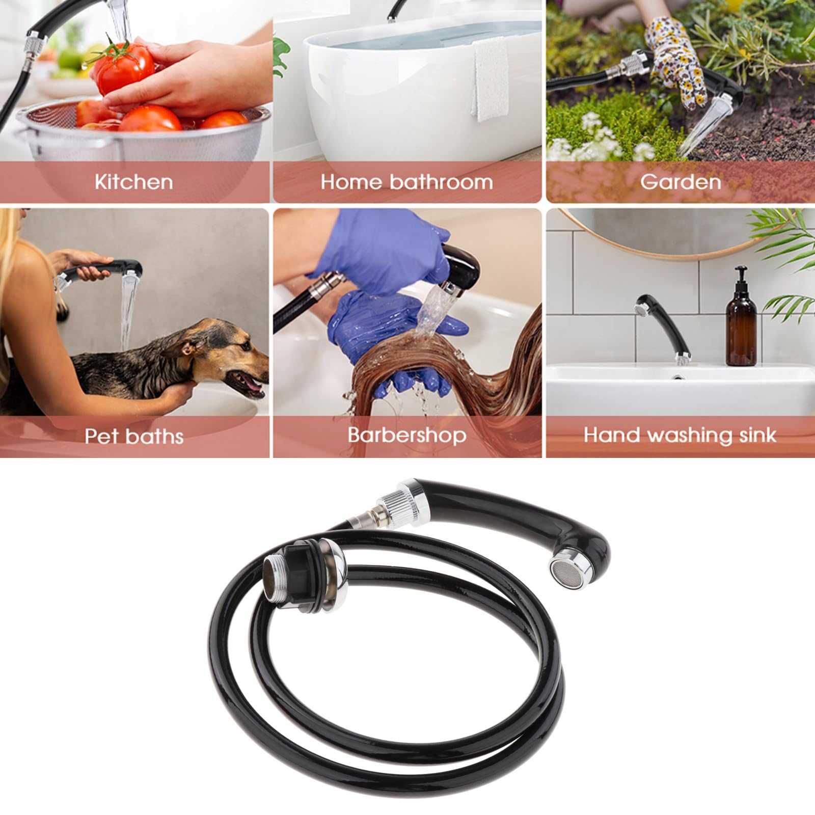 Cabezal de ducha con manguera para champú, cuenco de cama, conector de grifo de fregadero de fontanería profesional para lavar y ducharse sin esfuerzo en casa