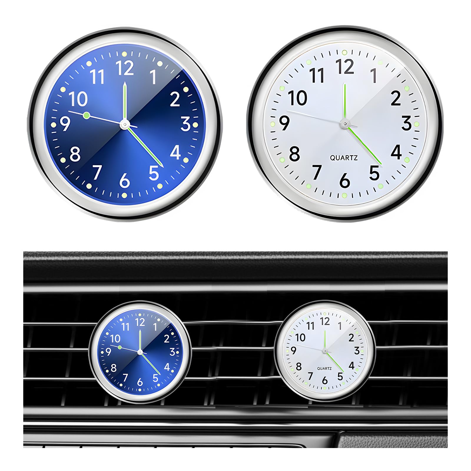 Snapklik.com : Dickno 2 PCS Stick On Dashboard Car Clock, Mini Tiny ...