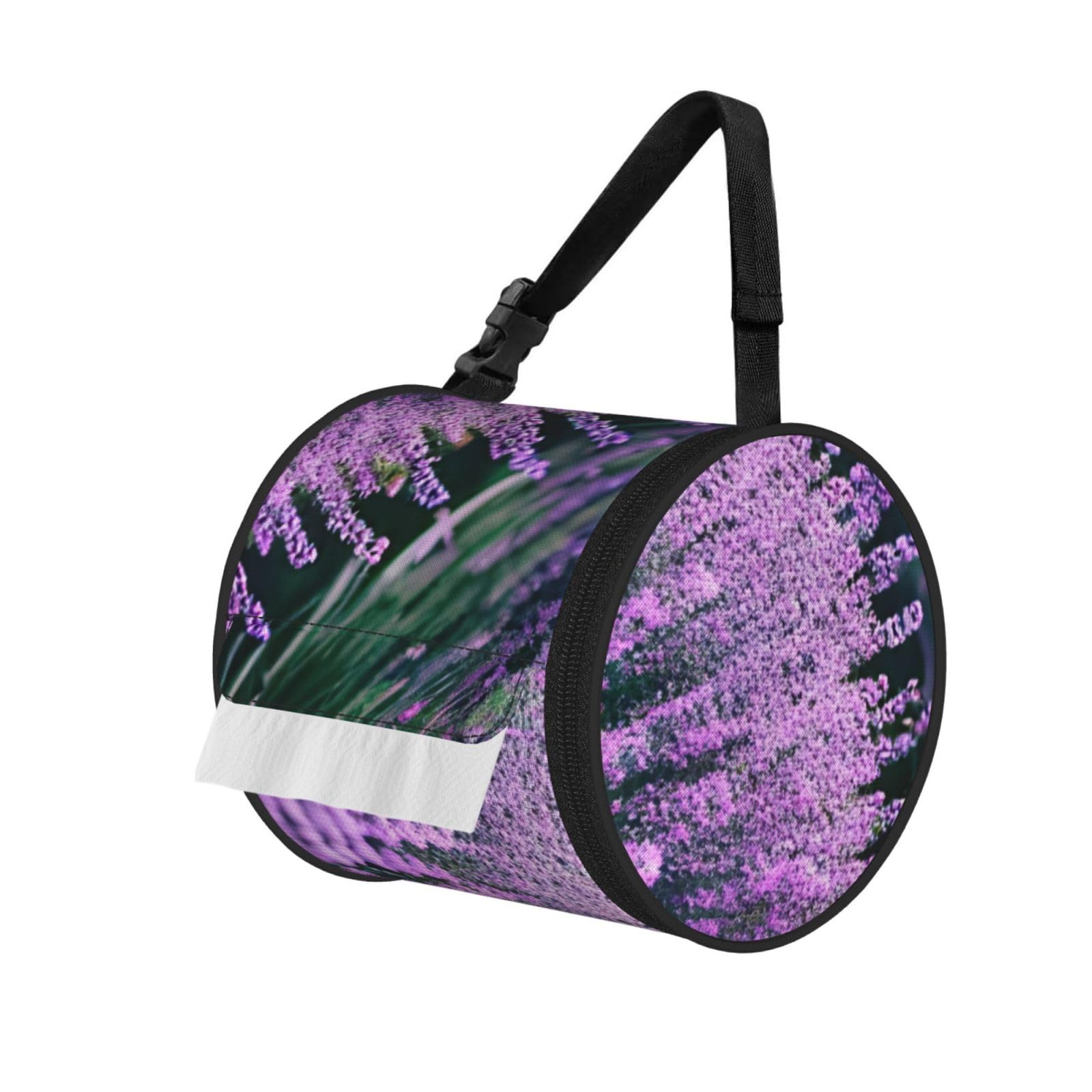 Purple Lavender Print Cylindrical Tissue Holder Bathroom Car Home Office Kitchen Decor Versatile