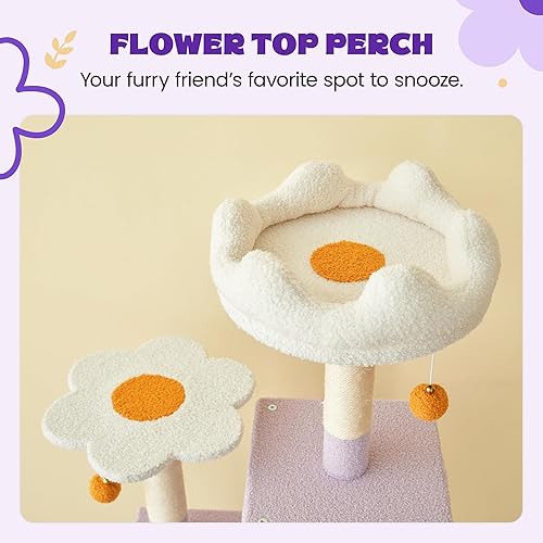 Miniatura 90 de MWPO Árbol de gato rosa de 63.8 pulgadas para gatos de interior, torre para gatos de varios niveles con postes rascadores cubiertos de sisal