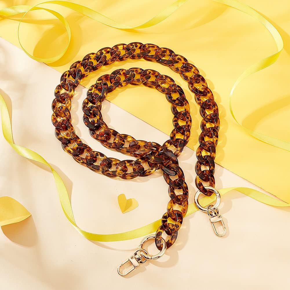 WADORN Acrylic Purse Strap, 40.5 Inch Long Resin Bag Chain Large Flat Chain Strap Crossbody Chains Replacement Shoulder Straps Handbag Chains Accessories for Clutch Tote Bag Satchel, Leopard Pattern - Image 4