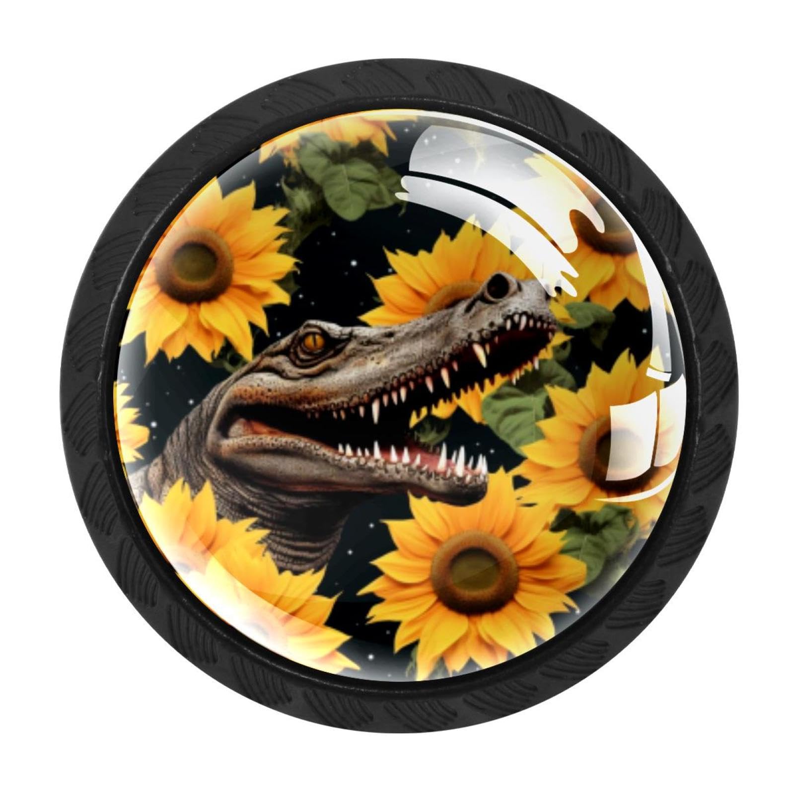 CHENZZZZ 4 Pack Crocodile Starry Sunflower Kitchen Cabinet Knobs Drawer Knobs Door Dresser Handles for Personalized Gifts Great for Any Occasion