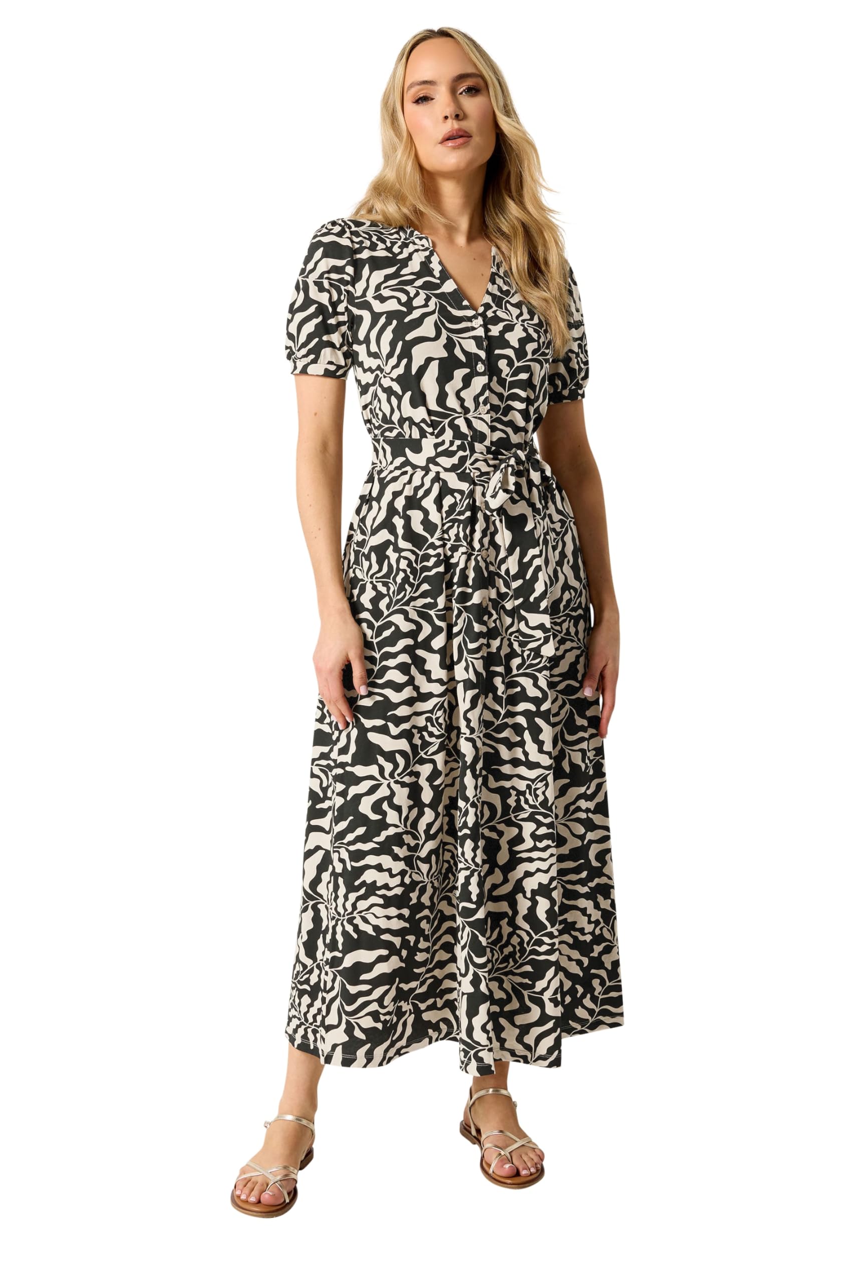 Long Tall Sally Women's Multicolor Tall Abstract Belted Midi Dress | Size: 16