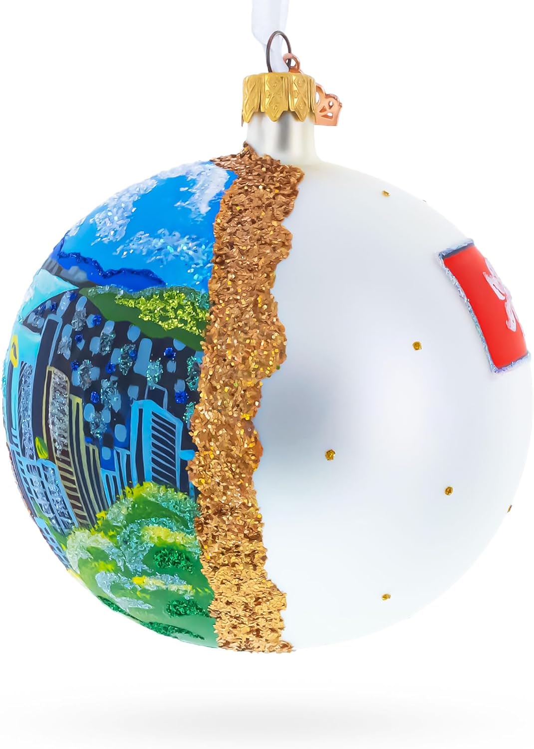 Victoria Peak, Hong Kong Glass Ball Christmas Ornament 4 Inches