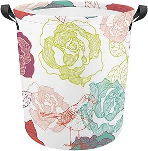 Blumen Wäschekorb Kinder - Faltbar, 36L, Mit Schmetterlings-Muster