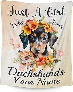 Custom Dachshund Throw Blanket for Teen - 50x60 Inches Throw Size - Soft Fluffy Cozy Blankets Gift - Colorful Cute Blanket Throws for Living Room Decorative
