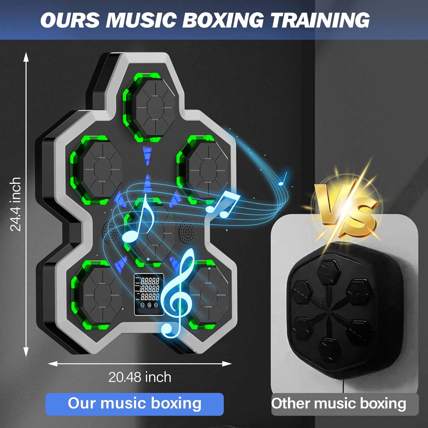 Large Size Human-shaped Smart Music Boxing Machine for Adults & Kids - Self-Adjusting Speed, Real-Time Force LED Display, Max/Average Power Tracking, Bluetooth & Height Adjustable Home Gym Equipment - Image 5