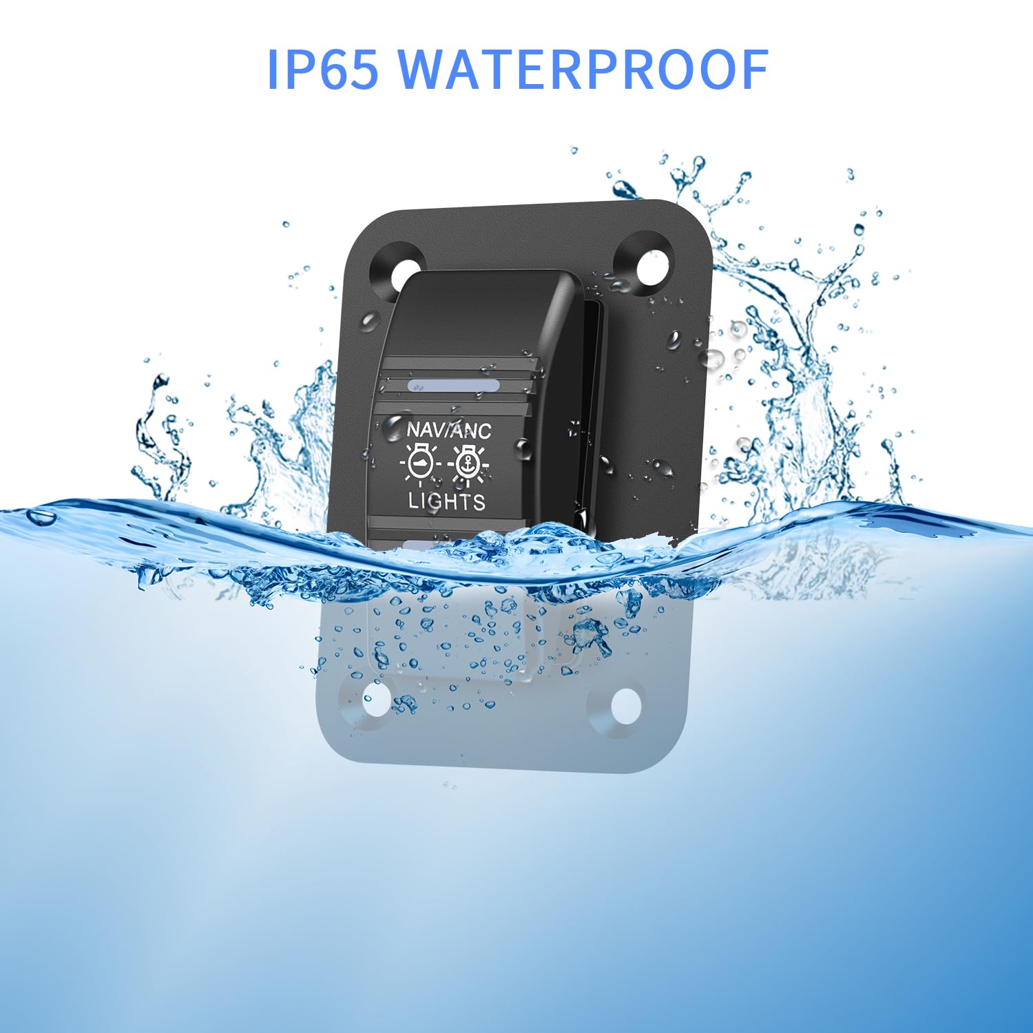 FXC 3 Way NAV/ANC Navigation Anchor Lights Rocker Switch Waterproof 12V 24V 4Pin 20A On Off ON SPDT Switch Panel with Blue LED Light for Marine Boat Yacht Caravan Fishing Boat