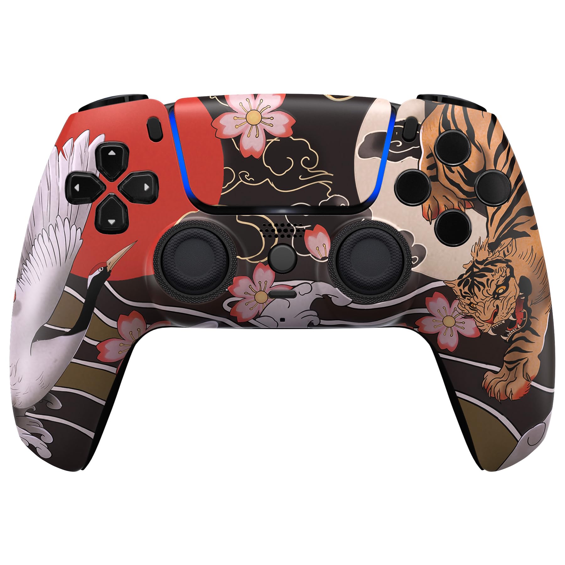 eXtremeRate Luna Cover per ps5 Controller Joystick,Shell Frontale Touchpad Ricambio,Scocca Ridisegnata&Anelli per ps5 Joypad BDM 010/020/030/040/050-Tigre e Gru