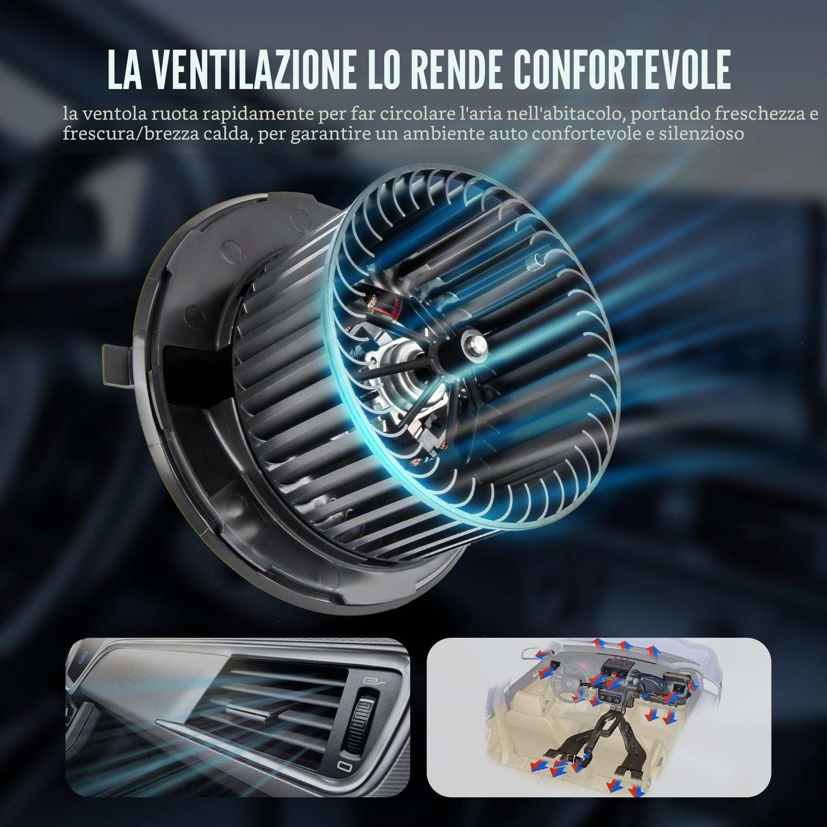 DOCAS Motore per ventola interna,Motore ventola di riscaldamento compatibile per Audi A3 Q3 VW Golf 5 6 Passat 362 3C2 3C5 357 365 Seat Leon Altea 5P1 1K1819015 1KD819015 1K1819015C