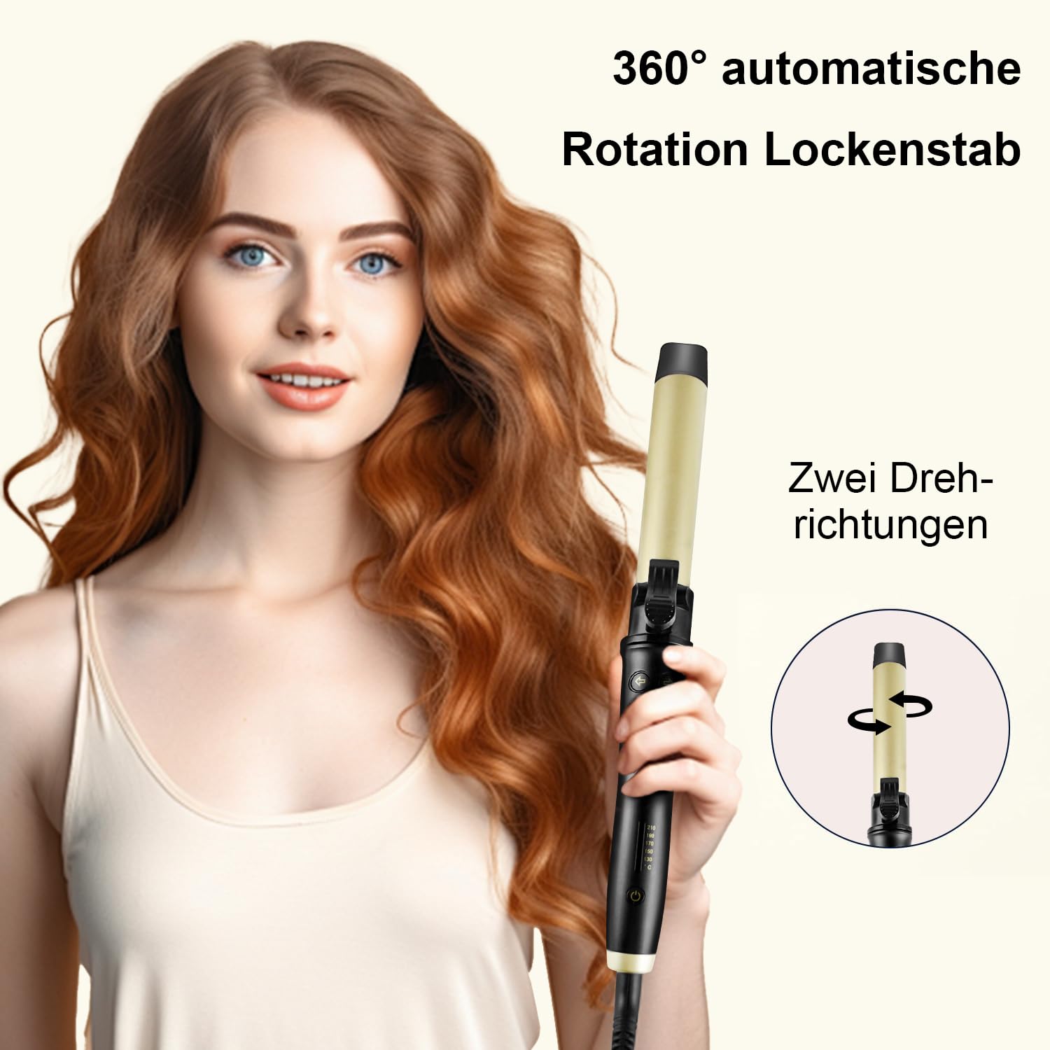 Arricciacapelli Automatico 32mm - Ferro Arricciacapelli per Ricci Grandi, Ferro Capelli per Rivestimento Antistatico in Tormalina Ceramica,130-210°C Arriccia Capelli a Riscaldamento Rapido,Display LCD