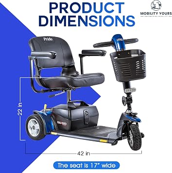 Pride Go Go Sport 3-Wheel Mobility Scooter + Accessory Kit, 325 lb Capacity