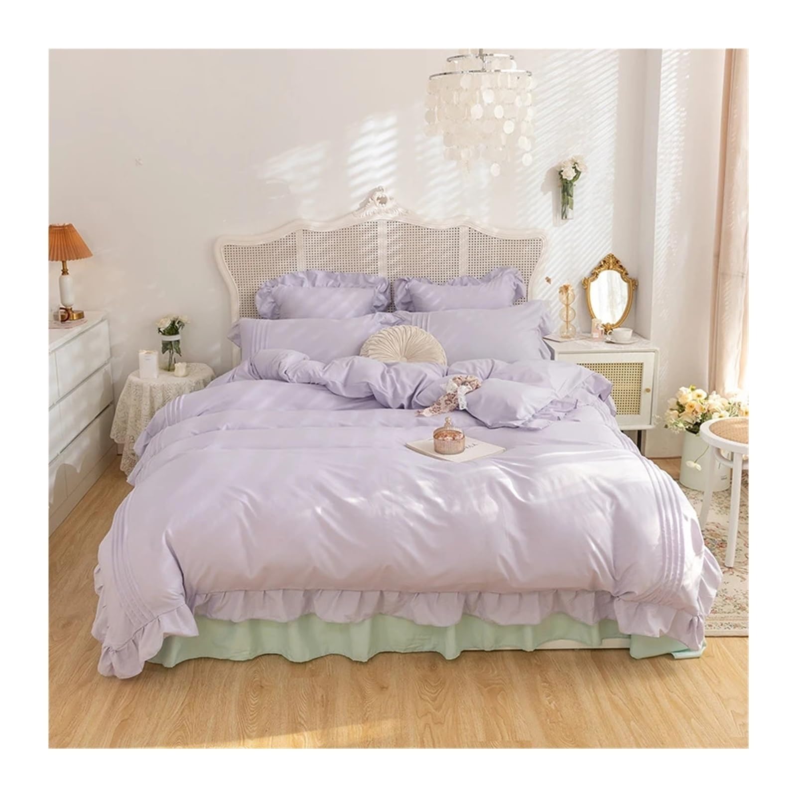 Housse de couette anti-plis Queen pour sublimer un lit terne avec volants dentelle