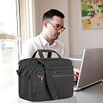 VANKEAN Sac pour Ordinateur Portable Sacoche Premium pour Ordinateur Portable jusqu'à 17,3 po, Sac à Bandoulière Élargissable Résistant à l'Eau pour École/Voyage/Affaires/Hommes/Femmes - Noir
