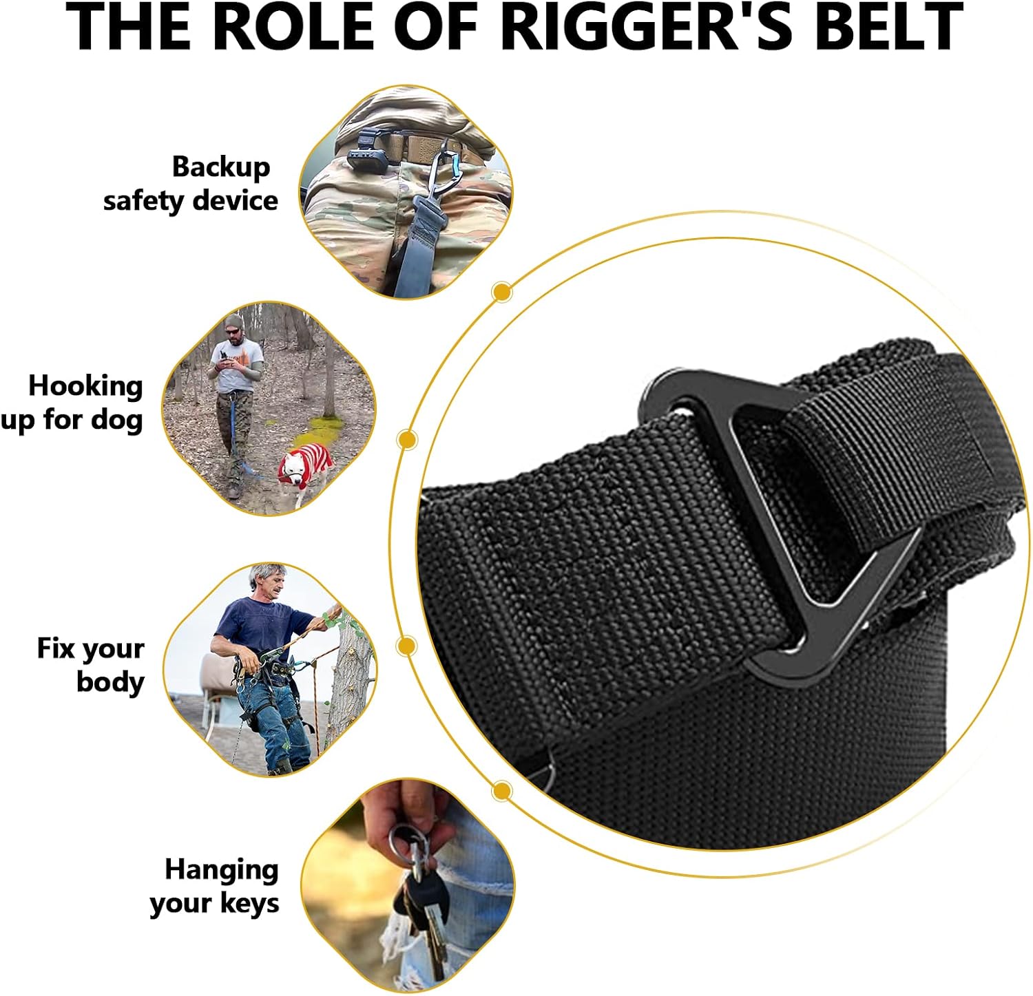 FAIRWIN Tactical Belts for Men, Rigger Belt Utility Web Nylon Work Belt for Men with V-ring Quick Release Buckle