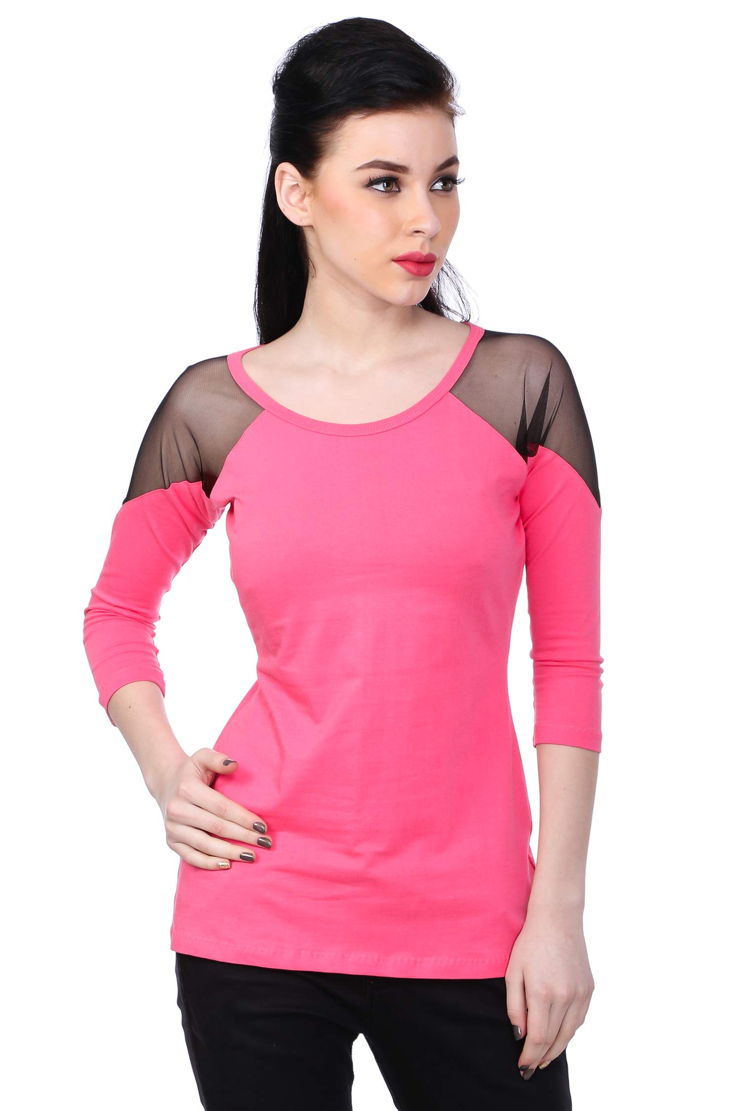 sheero Pink Solid Womens top-picture-56