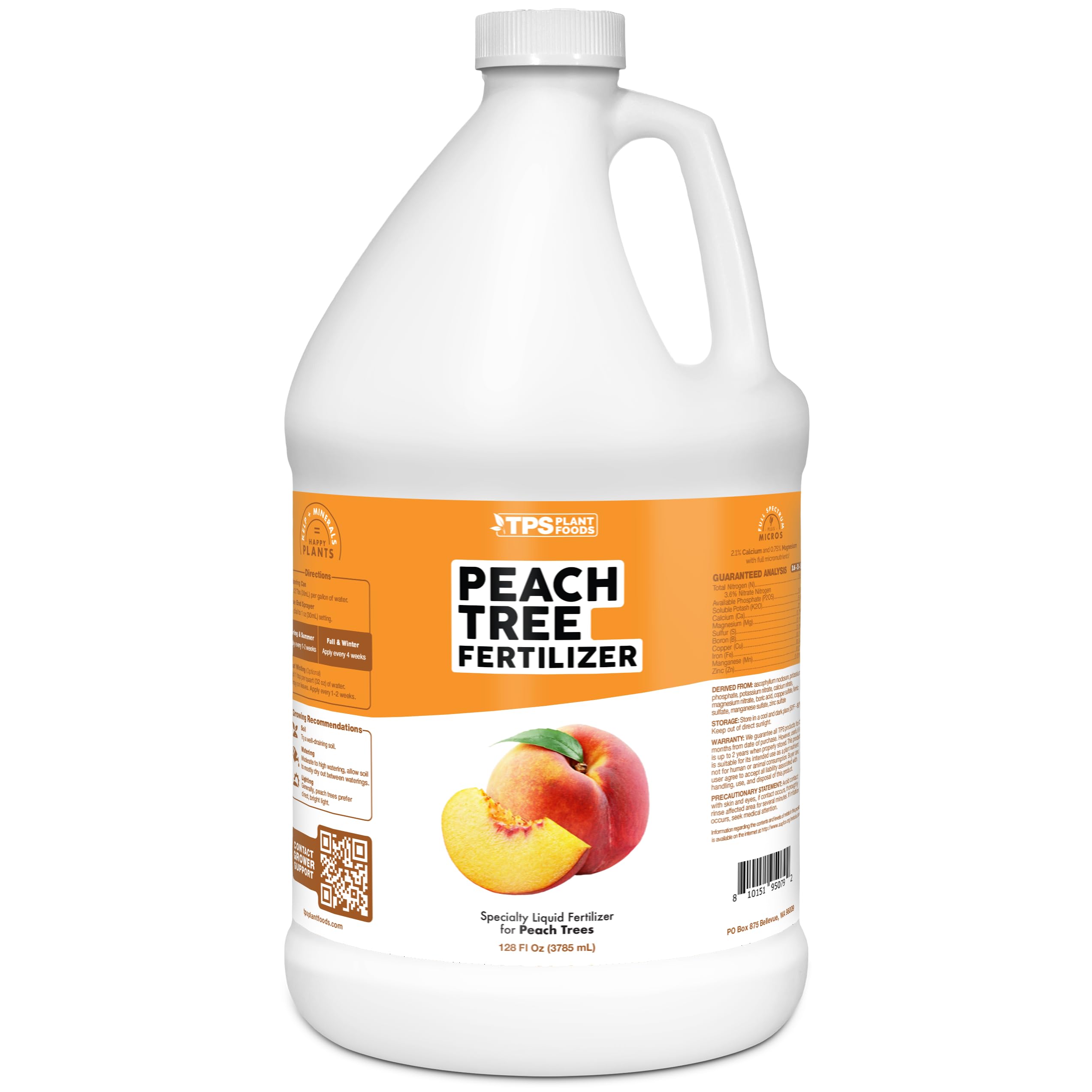 TPS NUTRIENTS Peach Tree Fertilizer for All Peach, Nectarine and Stone Fruit Trees, Liquid Plant Food 1 Gallon (128oz)