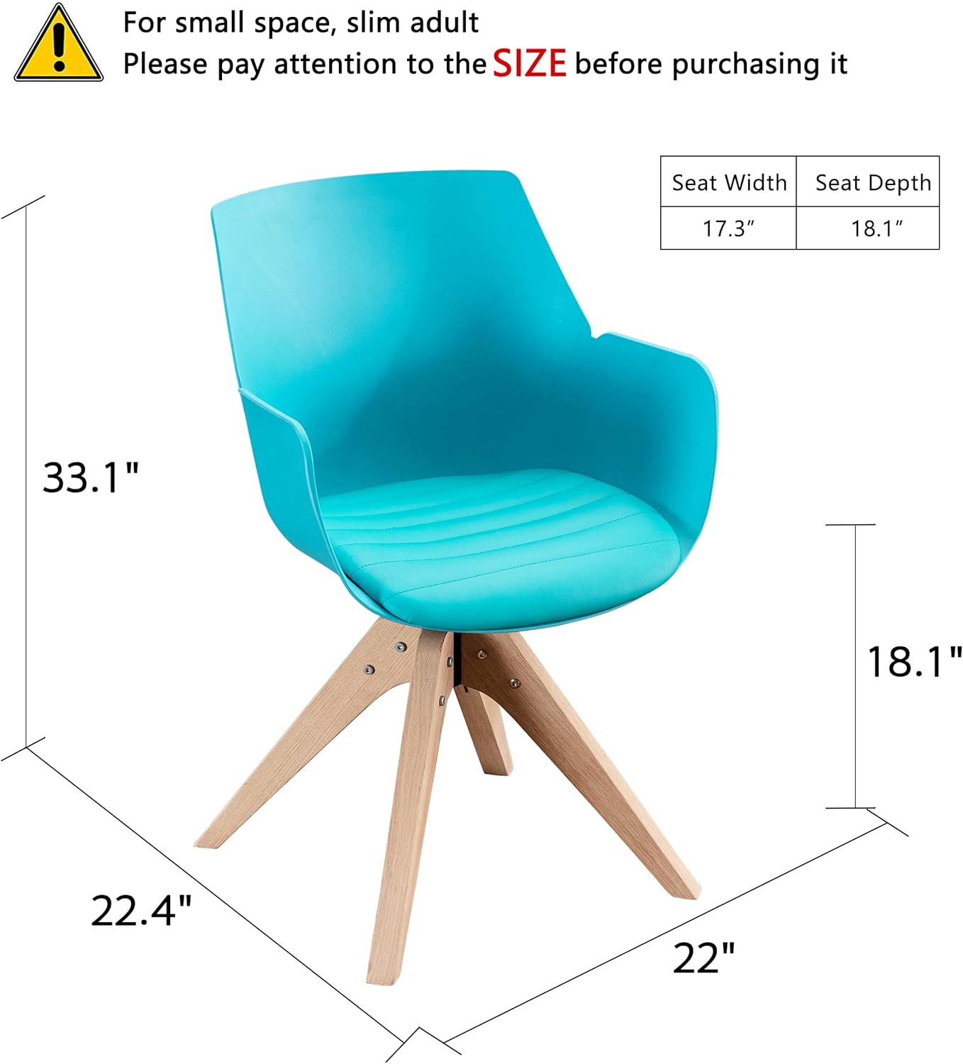 Buy KINWELL Modern Home Office Desk Chair No Wheels, Fabric Mid Century