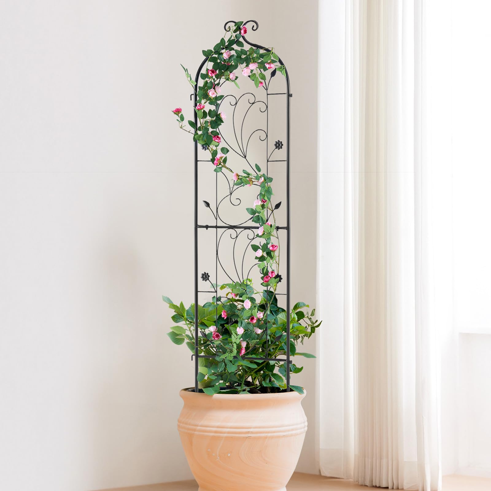 VEVOR Traliccio da Giardino Rampicanti per Piante Fiori in Metallo Antiruggine, Supporto per Traliccio per Rose Rampicanti da Esterno, Traliccio Decorativo per Clematide Alta per Cortili 38 x 152 cm