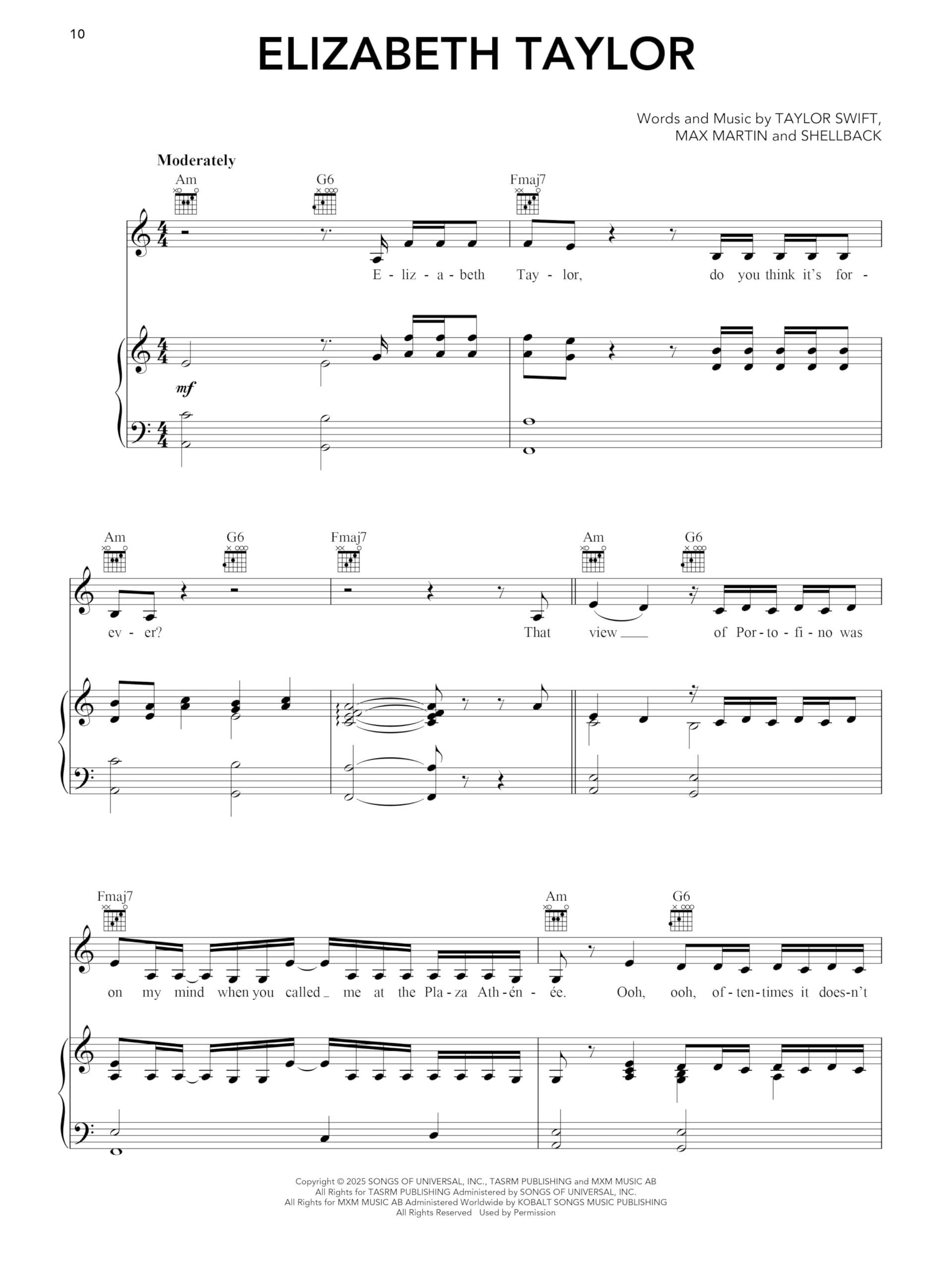 Taylor Swift - The Life of a Showgirl | Partitions Piano, Voix & Guitare | Recueil Officiel Pop Rock Album Complet 12 Titres pour Chanteurs, Pianistes et Guitaristes Tous Niveaux