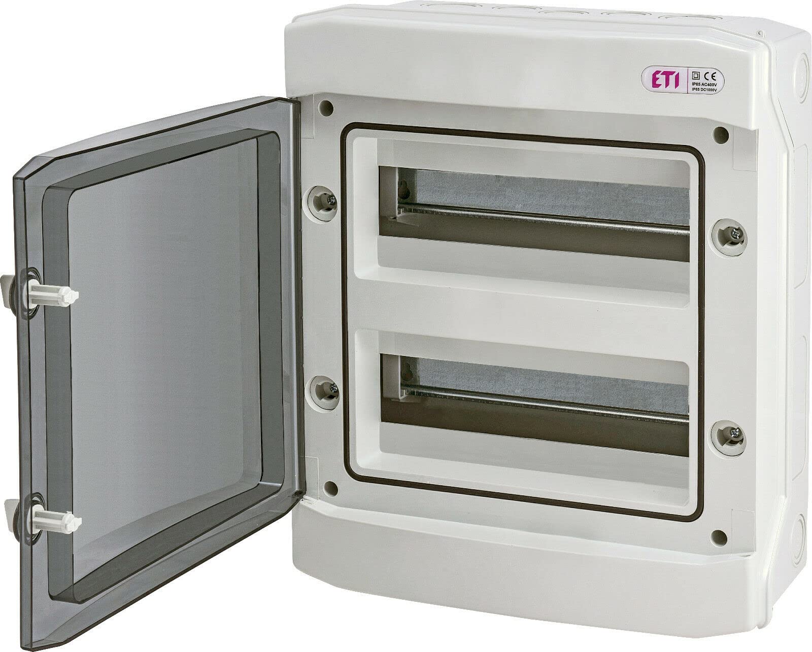 ETI Sicherungskasten Aufputz IP65 Feuchtraum Verteiler Kleinverteiler Stromverteiler Verteilerkasten Schaltkasten Aufputzverteiler (2-reihig 24 Module)