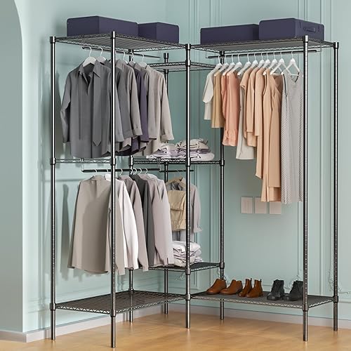 Miniatura 4 de MoNiBloom Portable Closet Wardrobe Heavy Duty Clothes Rack, 77 Inch Wardrobe Closet for Hanging Clothes with 4 Hanging Rods, Expandable Clothes