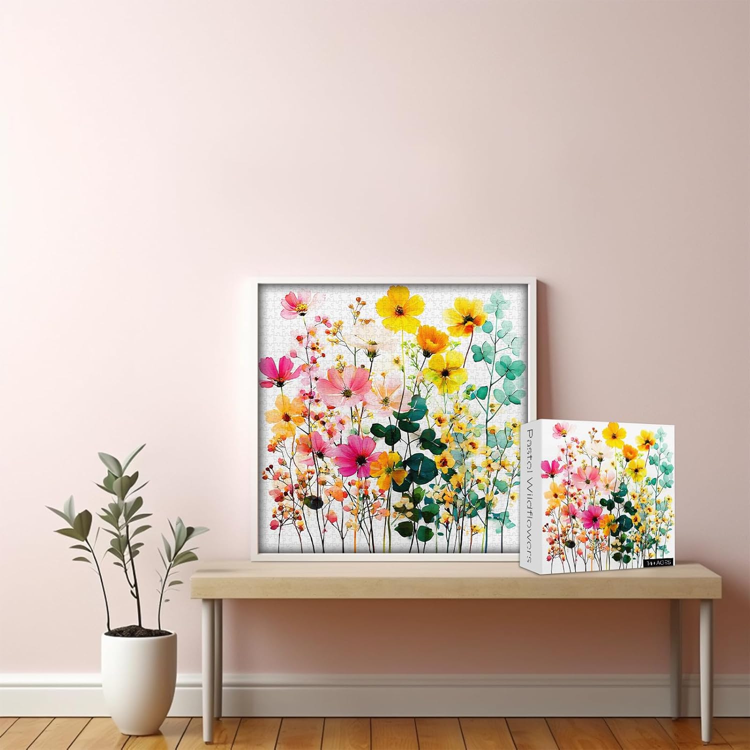 Spring Florals Puzzles for Adults 1000 Pieces, Larkipuzz Wildflower Garden Flower Jigsaw Puzzle Pastel, Impossible Colorful Plant Art Theme, Challenging for Adults