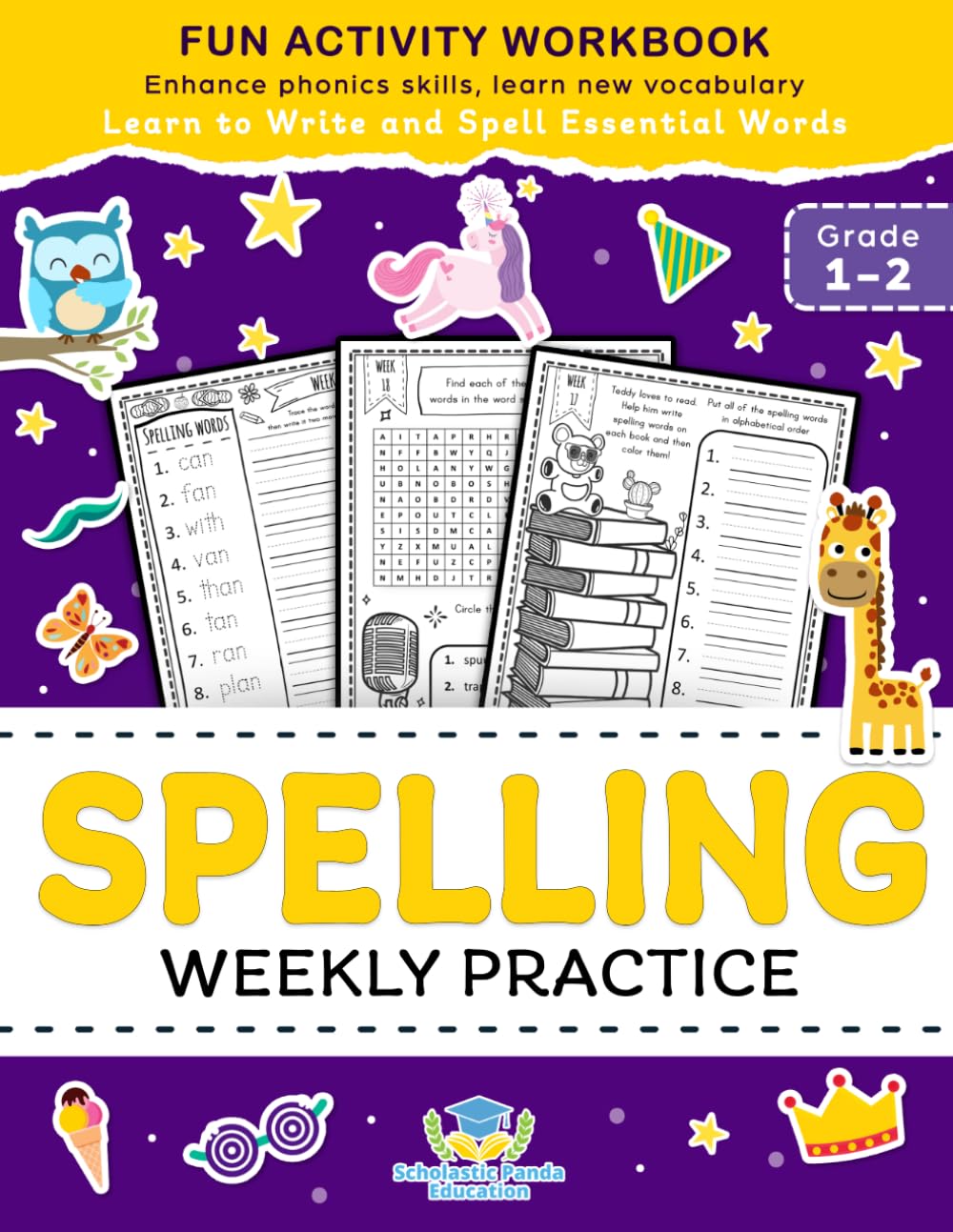 Spelling Weekly Practice for 1st 2nd Grade: Learn to Write and Spell Essential Words Ages 6-8 | Kindergarten Workbook, 1st Grade Workbook and 2nd ... ... + Worksheets (Elementary Books for Kids)