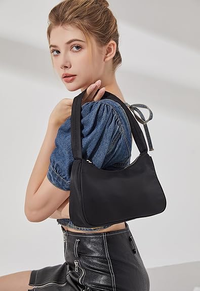 【OSTKAKA】 SOFT SHOULDER MINI NYLON YIKOEE Small Nylon Shoulder Bags for Women Elegant Feminine