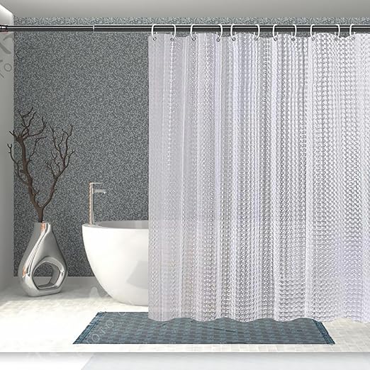 EVA Clear Shower Curtain Liner,3D Plastic 5G Shower Liners with 12 Rustproof Metal Grommets and Weighted Magnets, Waterproof Duty Shower Curtains for Shower Bathroom 72 x 72