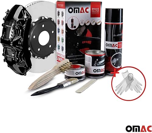 Miniatura 8 de OMAC Kit de pintura de pinza de freno de alta temperatura, revestimiento resistente al calor, sistema a base de pintura epoxi, negro de Nueva York