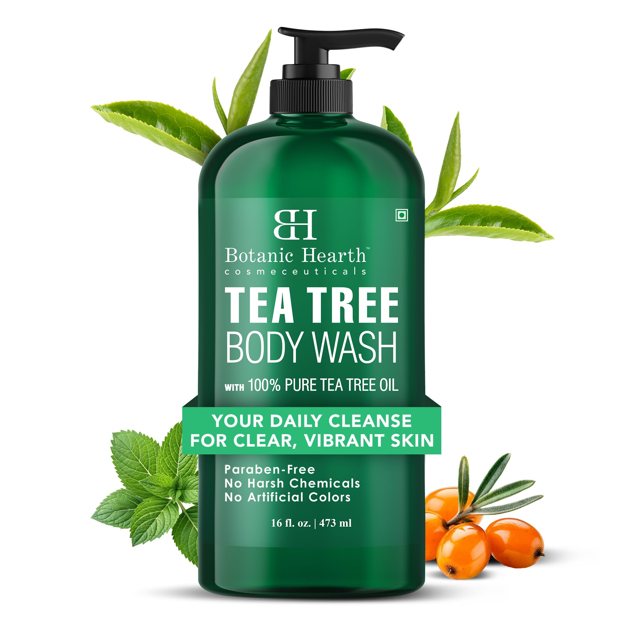 Botanic Hearth Tea Tree Body Wash -16 fl oz- All-Natural Antifungal & Odor-Control Shower Gel for Acne, Athlete’s Foot, Ringworm, Jock Itch & Healthy Skin,Sulfate & Paraben Free, for Men and Women