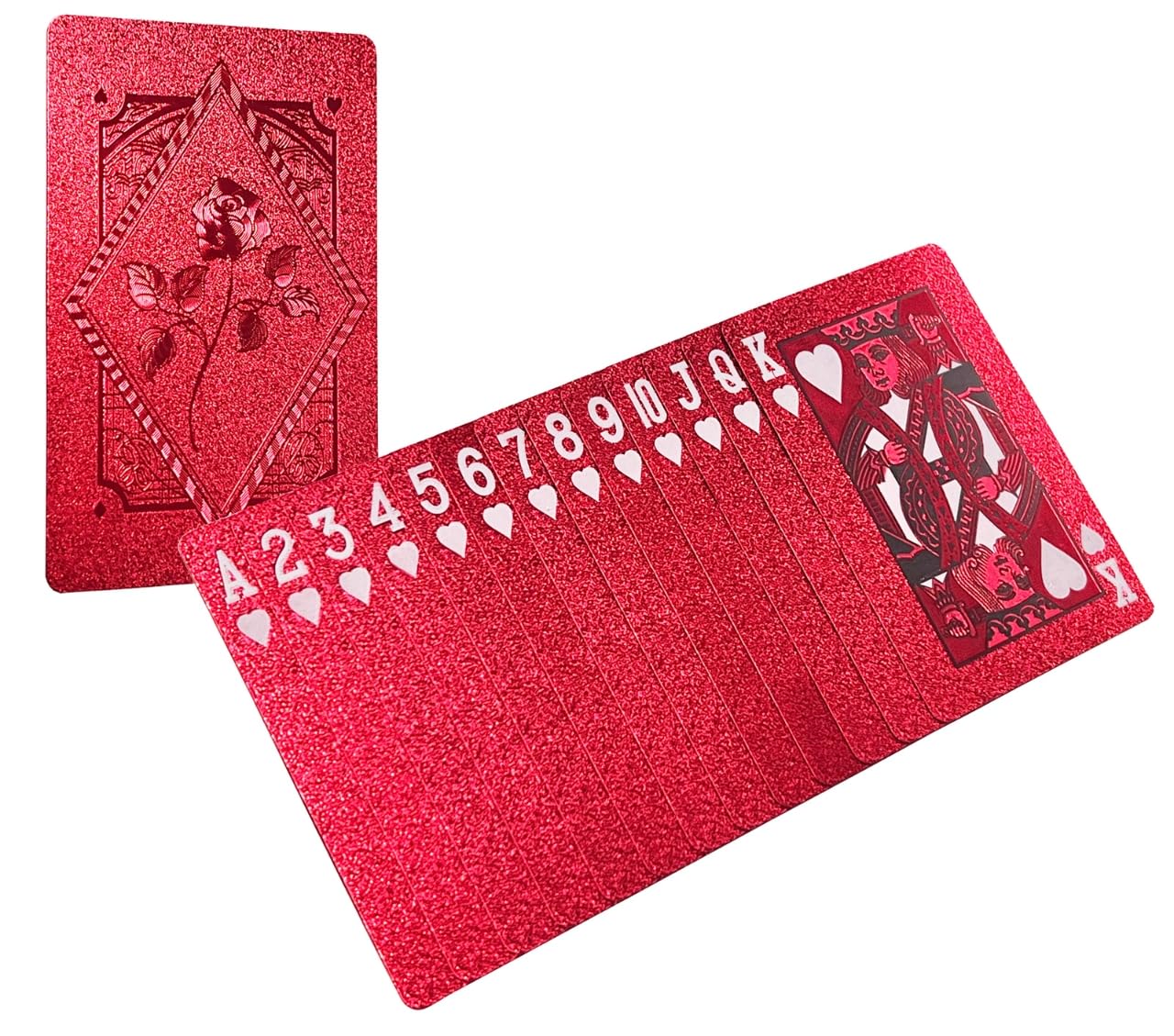 CIBOAN Color Poker Cards(Red) Plastic Waterproof Playing Cards, Deck of Cards,Women's Pool Poker Cards,Suitable for Family Gatherings and Beach and