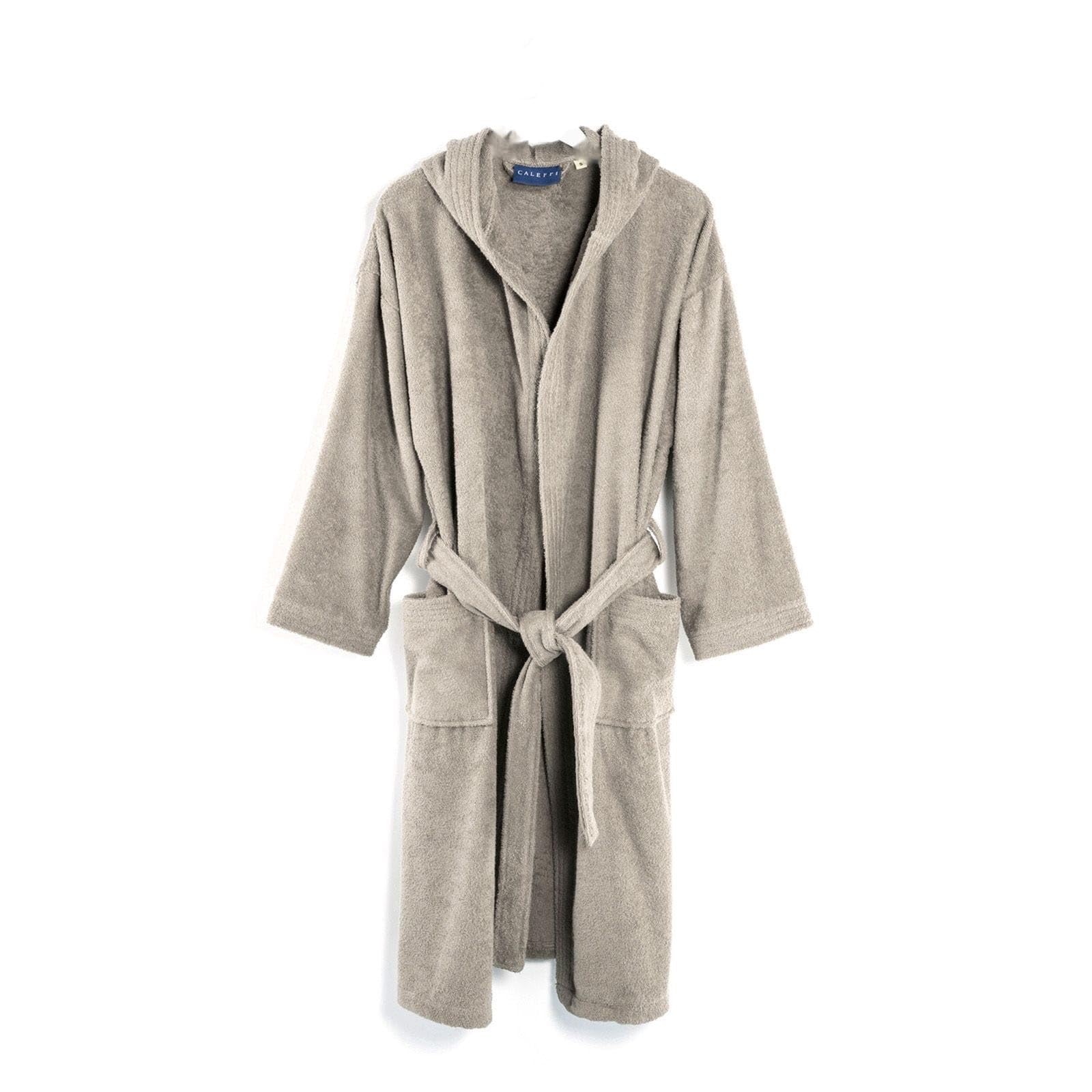 Caleffi Unisex Adult Micro Sponge Bathrobe with Hood, smoked pearl, XXL