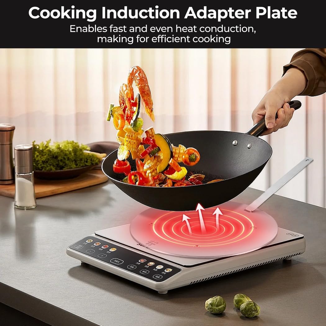 Difusor de calor de aluminio para cocinas de vidrio, placa de inducción con mango extraíble para estufas eléctricas y de gas