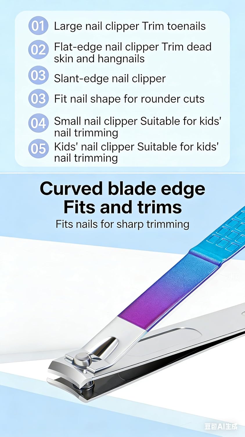 9 Pcs Nail Clippers Set Fingernail and Toenail Clipper Cutters Manicure Pedicure Kit Stainless Steel Professional Grooming Kits Nail Care Tools with Portable Travel Case,Dazzling Color