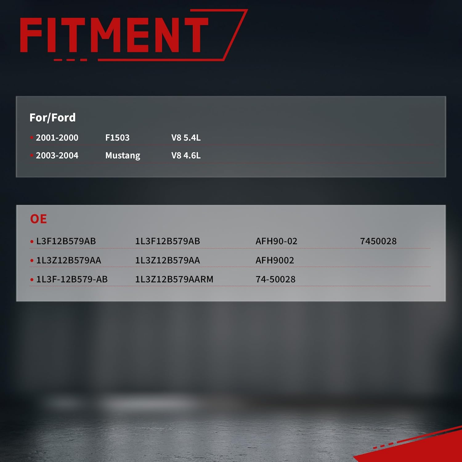 Mass Air Flow Sensor Meter fit for-Ford F150 2001 2002 2003 for-Mustang 2003 2004, V8 4.6L 5.4L Gas OE 1L3F12B579AB, 1L3Z12B579AA AFH9002 7450028