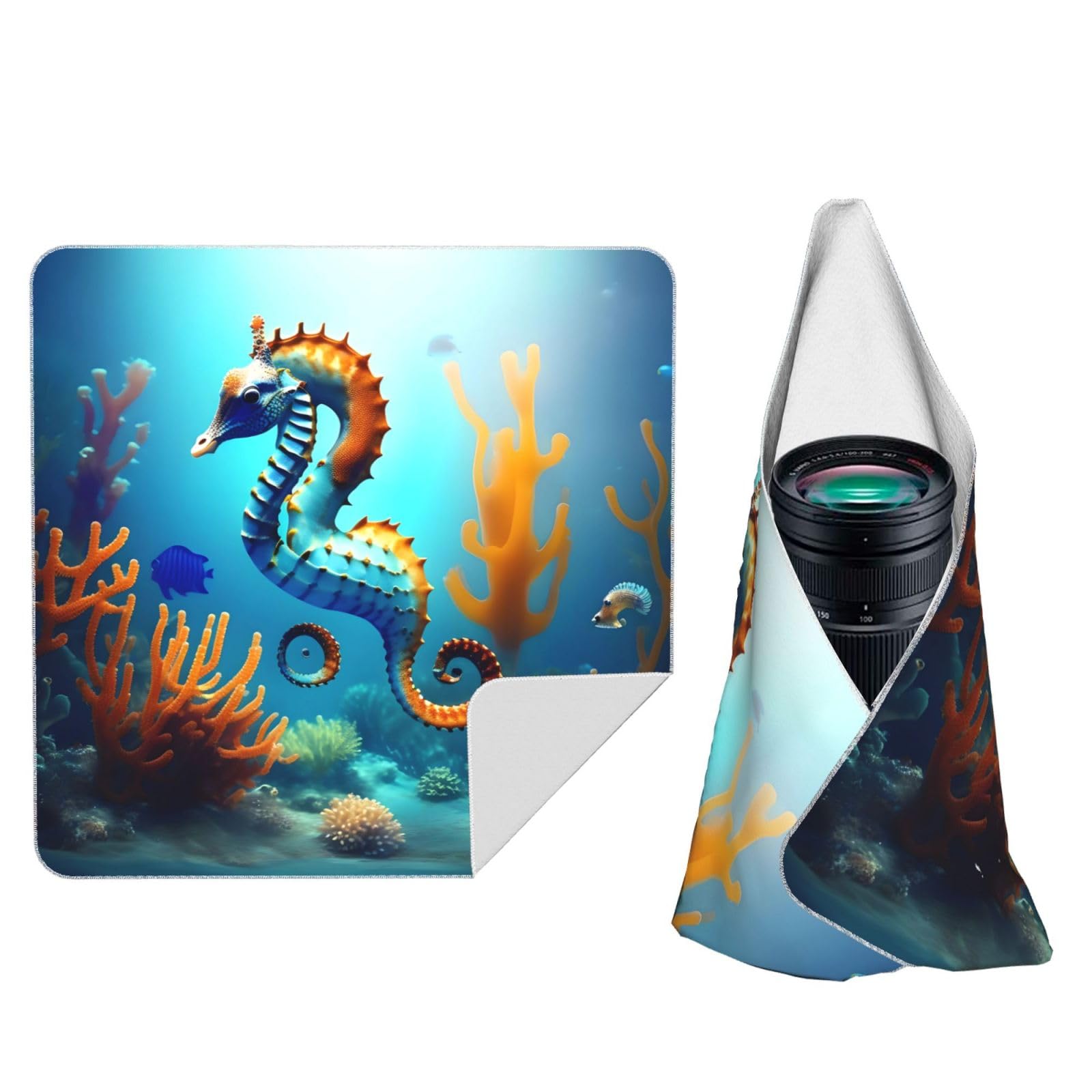 Zhaoyugoods Black Seabed Coral Seahorse Camera Wrap Cloth