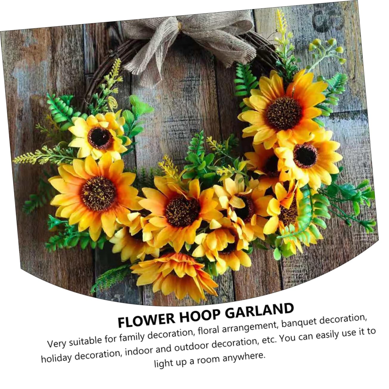 ABOOFAN 3 Pièces Garniture de Porte Tournesol Couronne Murale décorations de Printemps Guirlande Couronne Artificielle Couronne de Fleurs Abeille Fleur Artificielle en Bois