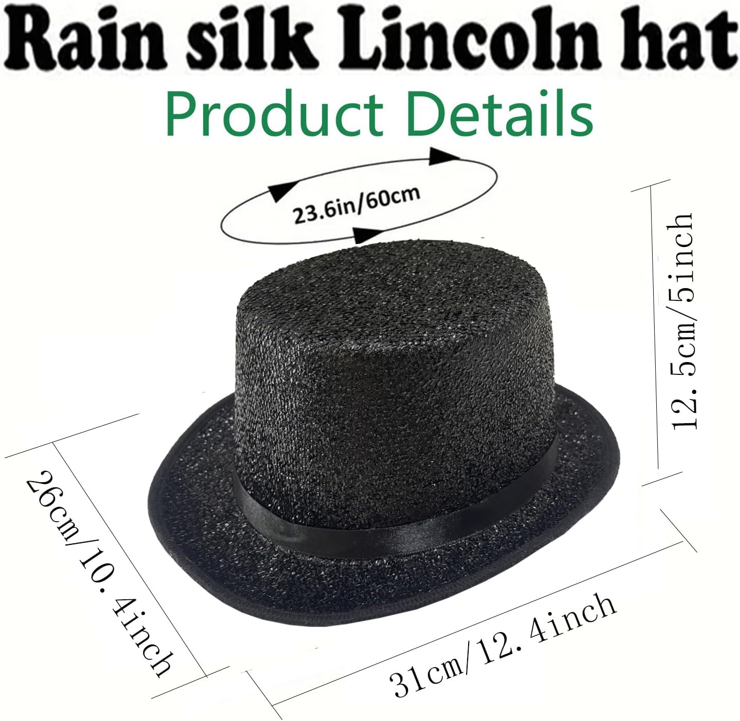 Top Hats for Men Women Adults,Shiny Costume Magician Hat,Tuxedo Hat Victorian Dress Up Cosplay Christmas Top Hats (Black)