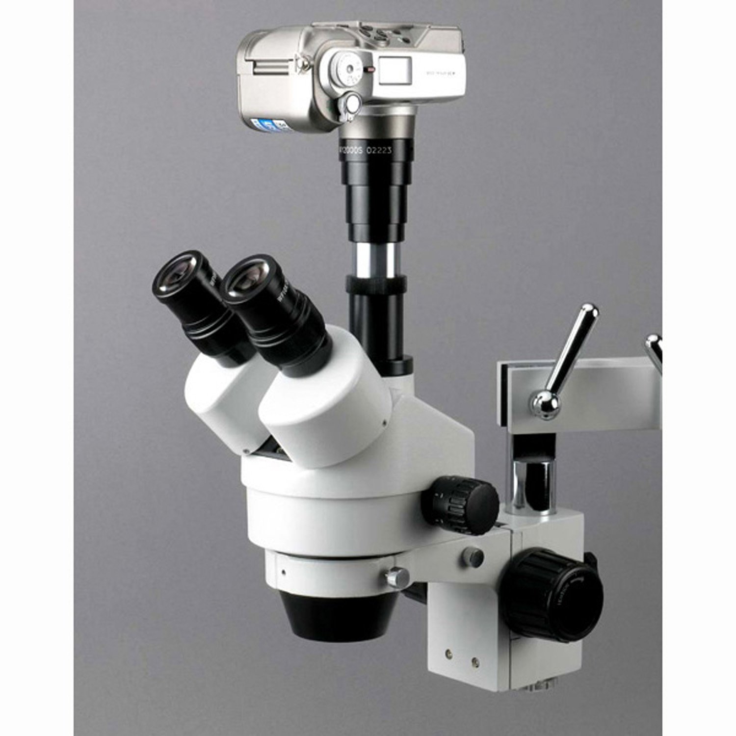 Microscopio trinocular estéreo con zoom 3.5X-180X en un solo brazo con soporte