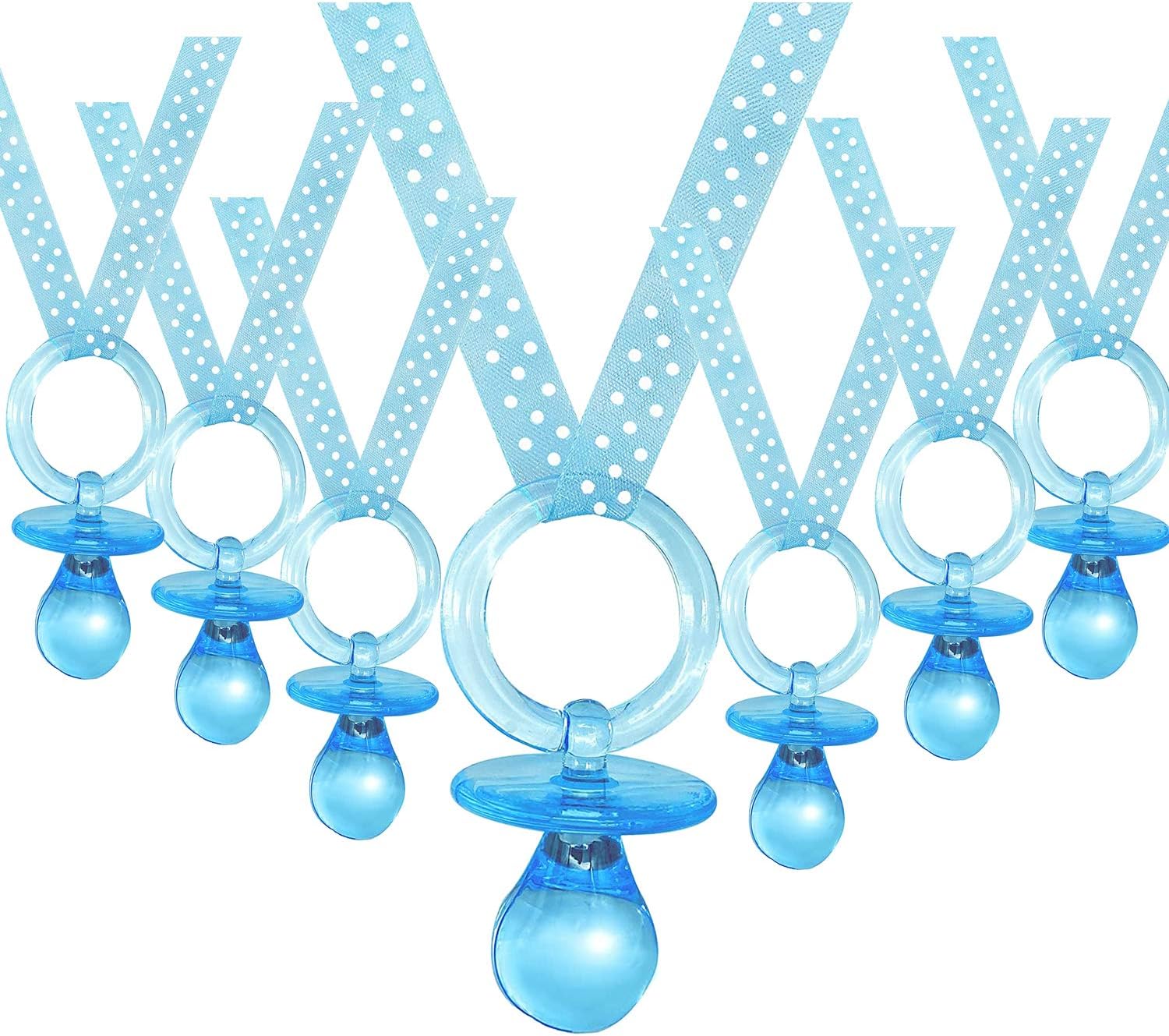 JC HUMMINGBIRD24 Pieces Blue Pacifiers Organza Necklace for Party Favor, Blue,