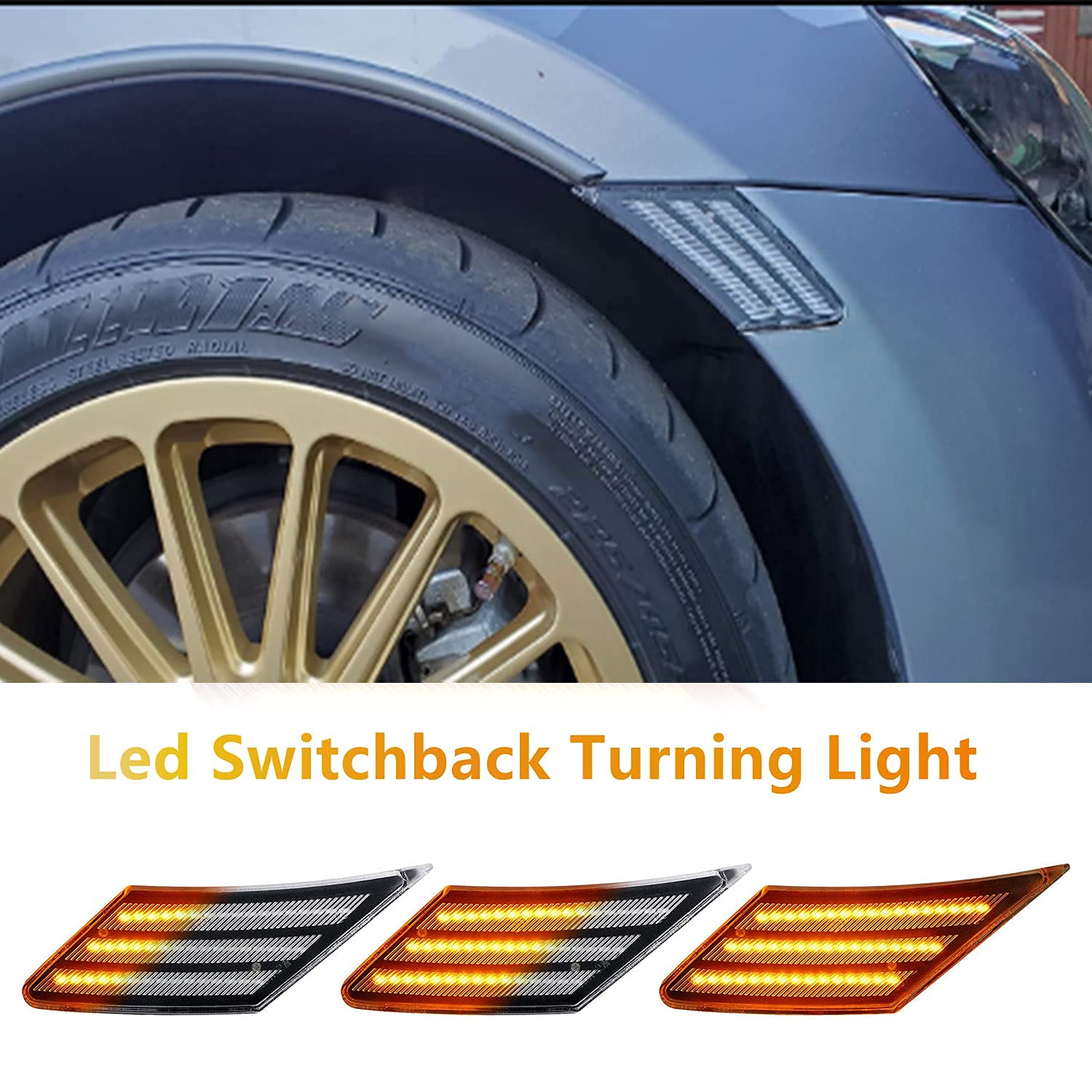 BMueirn Led Side Marker Compatible with BRZ FR-S GT86 2013-2019 w/Sequential Turn Signal, Sidemarker Lamp with 2 Functions(White Parking+ Amber Turning Light) Driver & Passenger Side, Clear Lens