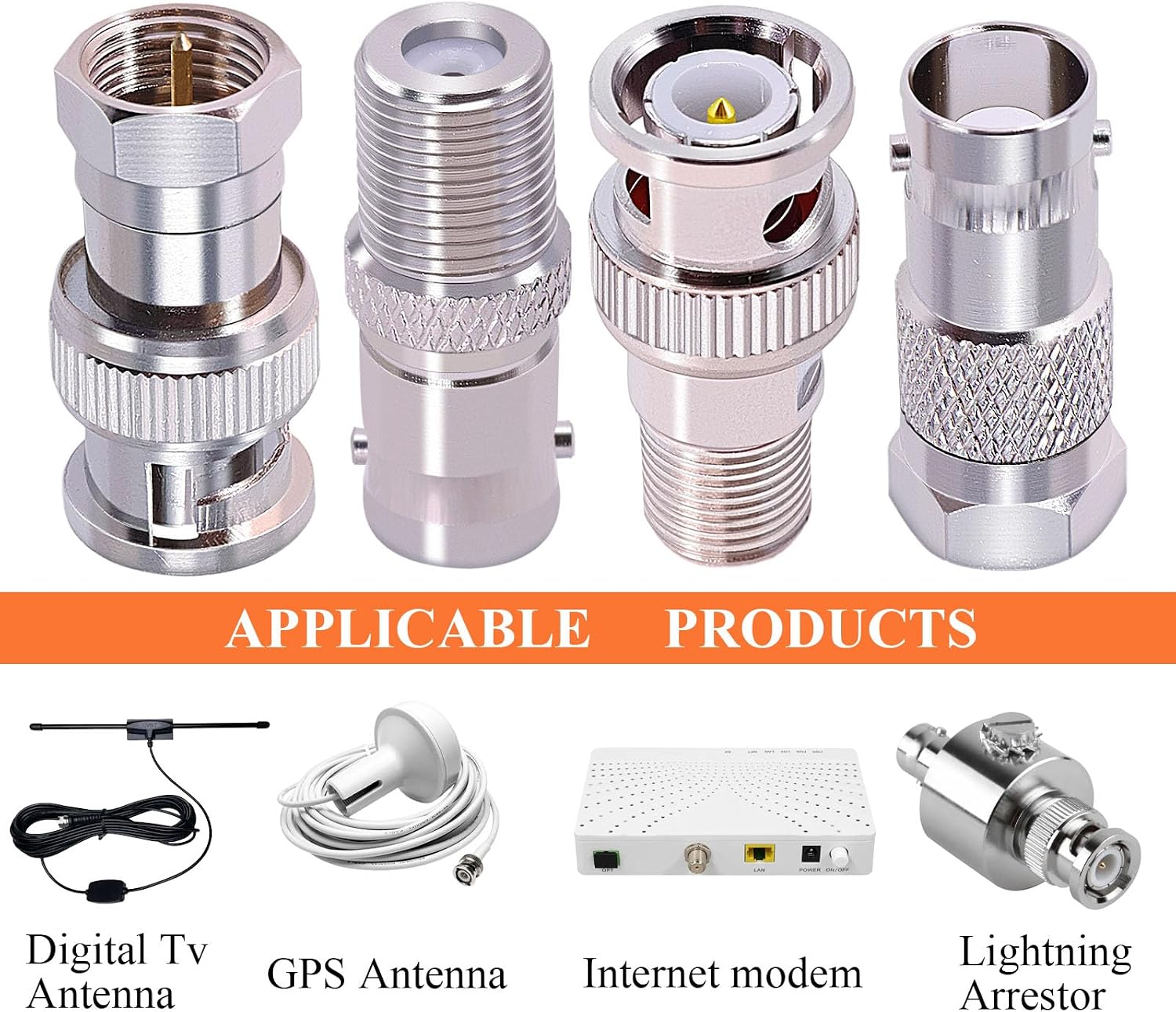 CNARIO 4Pcs F to BNC Adapter Kit, F Male/Female to BNC Male/Female Coaxial Connector for CCTV, Video Application, Radio Antenna, Satellite Scanner RG6/RG59/RG58/SDI/HD SDI