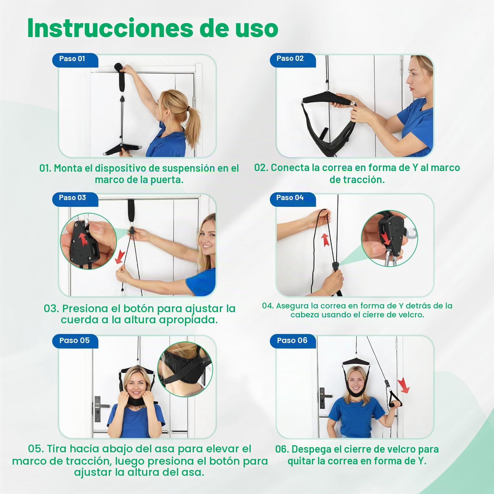 Dispositivo de tracción Cervical Para El Cuello, Doble Trinquete de Cuello de Alivio de Tensión Portátil sobre el Dispositivo de la Puerta, terapia física para descompresor de cuello