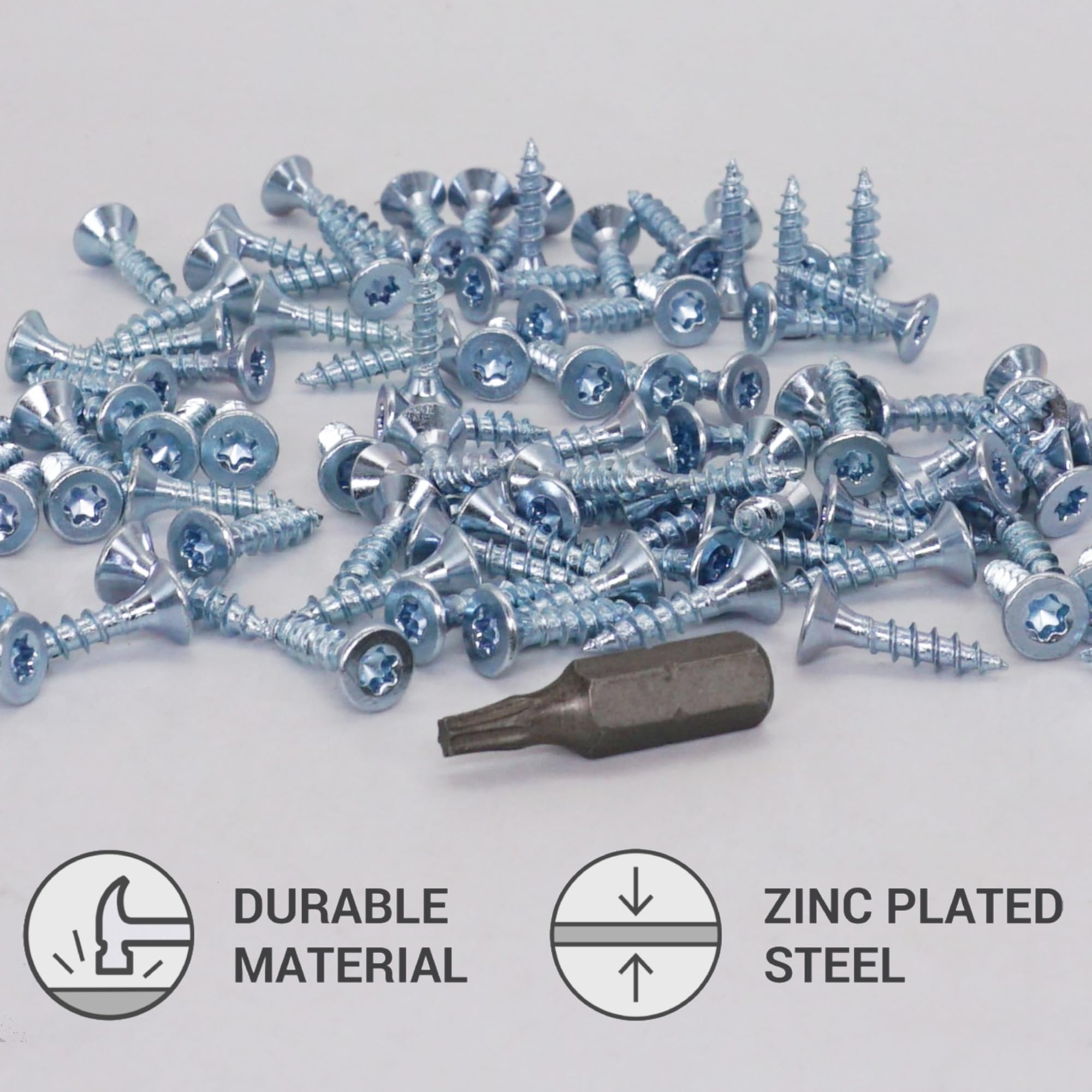 SKIR'CO (1000 pcs) Zinc Plated Steel Wood Screws 3.5 x 16 mm, Torx Head, Countersunk Head, Chipboard Screws, Fully Threaded - Image 3