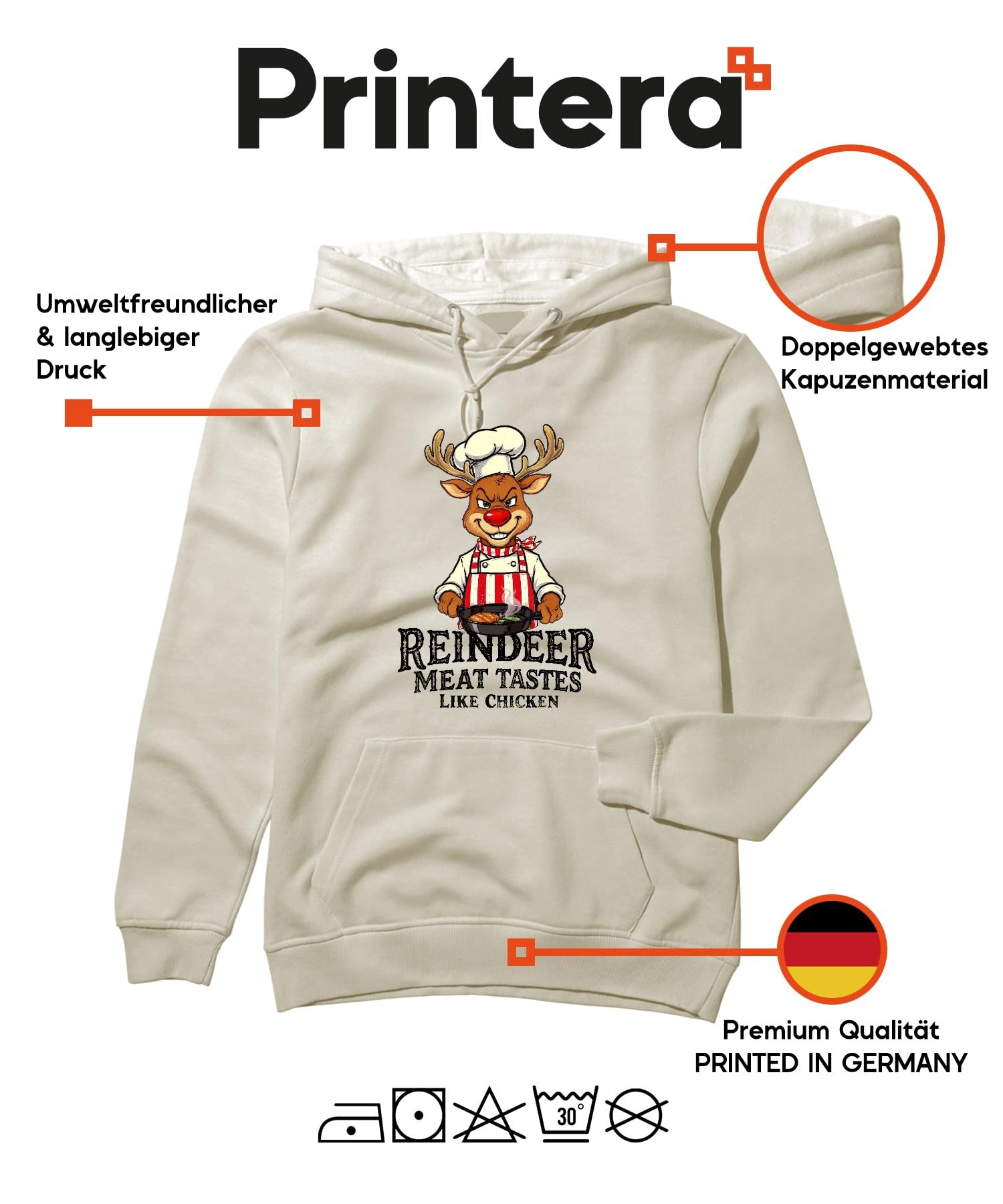 Reindeer Meat Tastes Like Chicken renifer fartuch kucharski śmieszny unisex bluza z kapturem
