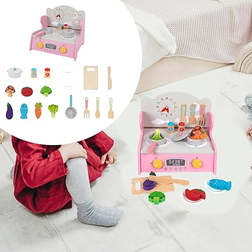 Miniatura 7 de Wooden Play Kitchen Set for Kids, Pretend Play Cooking Toys with Accessories, Preschool Learning Toy, Fine Motor Skills, Birthday Gift for Toddlers-